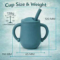 SPY KIDS® Silicone Baby Sippy Cup with Soft Straw & Lid | 3-in-1 Training Cup for Baby-Led Weaning | Leak-Proof, BPA-Free, Dishwasher Safe | Bottle to Cup Transition | Infants & Toddlers 6 Months+