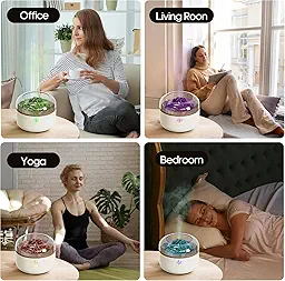 Volcano Flame Aromatherapy Humidifier for Home | Ultrasonic Essential Oil Aroma Diffuser with Multi-Colour LED (4 x 4 Inches, 160ml Tank) - White