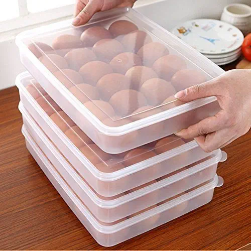 Egg Tray Holder with Lid | for 24 Eggs, Plastic, Transparent