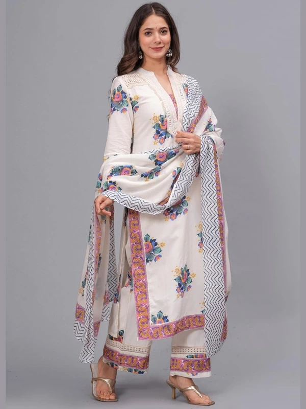 Screen Printed Pure Cotton Kurta With Palazzos
