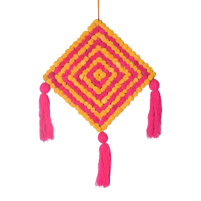 CRAFONIC Handmade Yellow and Pink Colorful Wall/Door Hangings for Home Decoration