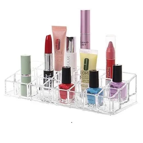 24 Slots Lipstick, Nail Polish & Cosmetic Organizer (Acrylic, Transparent)
