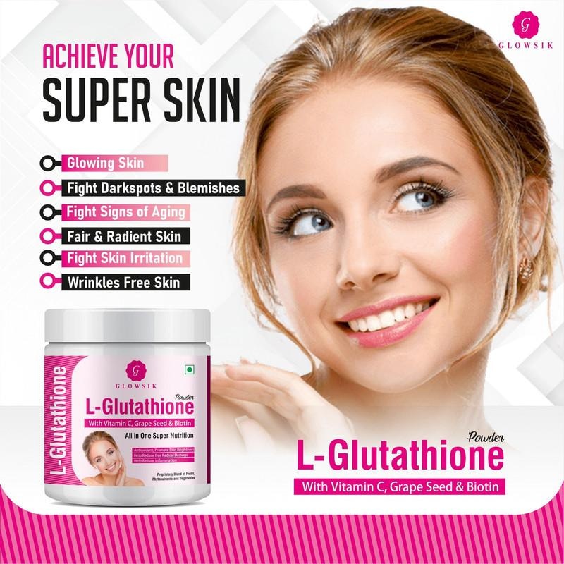 glowsik glutathione skin whitening soap Buy G GLOWSIK L-GLUTATHIONE POWDER FOR HEALTHY & GLOWING SKIN WITH PLANT &  FRUIT EXTRACT (300 g)