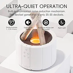 Bonfire Shape Aromatherapy Humidifier Diffuser for Home (with Multi-Colour LED, 8 Inches Long, 250ml Tank) - White