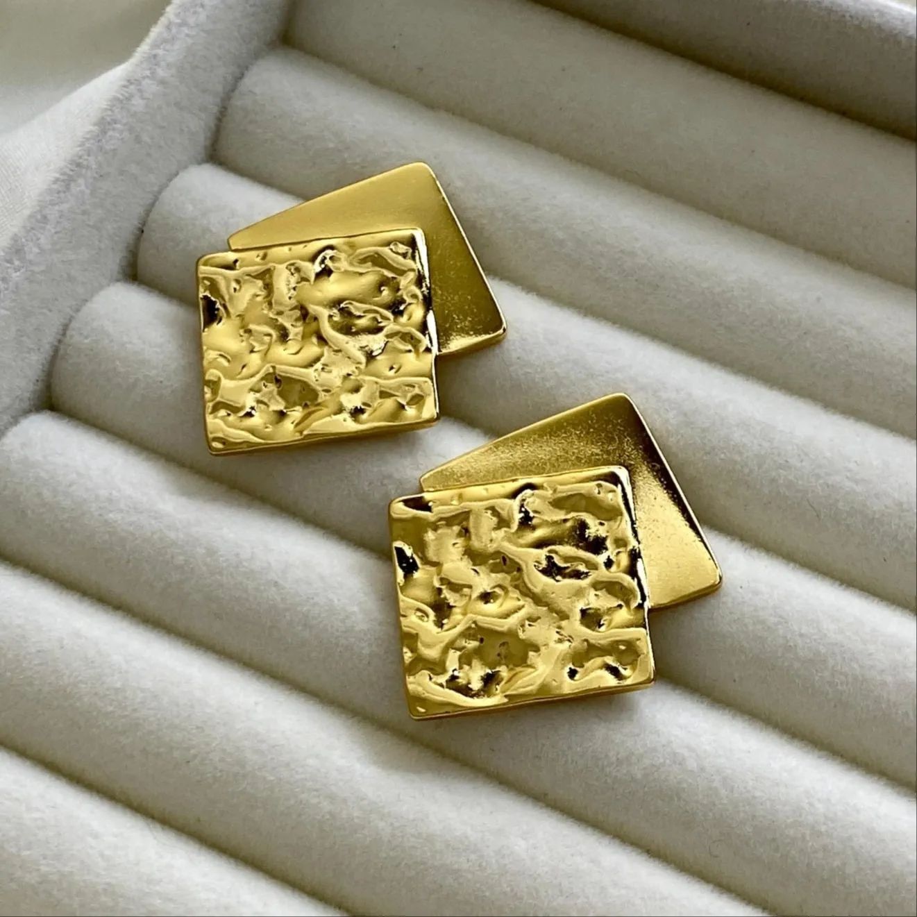 Gold plated stainless steel stud earrings