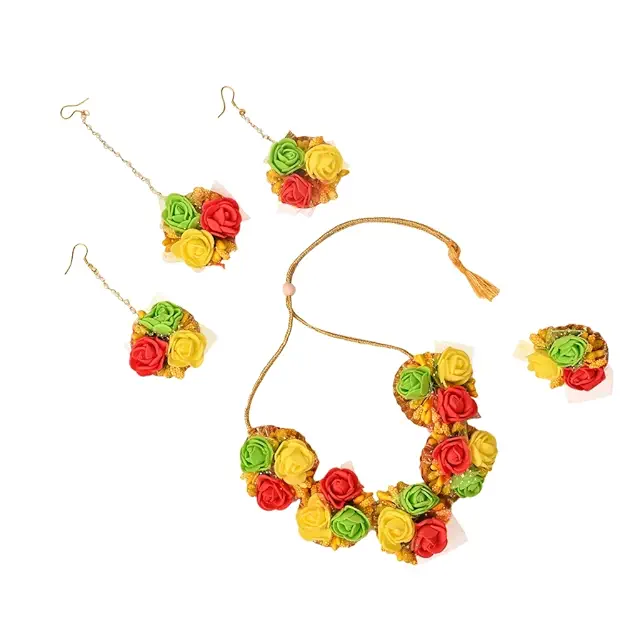 Artificial Flower Jewellery Designer Set for Women & Girls Mehandi|Haldi|Bridal|Baby Shower|Marriage