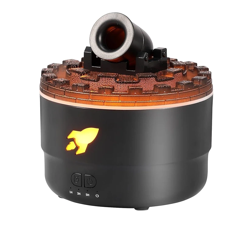 Cannon Blast Aroma Humidifier Diffuser For Home, Office | Ultrasonic Barbette Diffuser (With Multi-Color LED Light, 5 x 5.5 Inches, 280ml, Black)