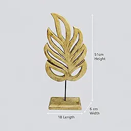 Handcrafted Wooden Leaf Sculpture | Modern Table Décor