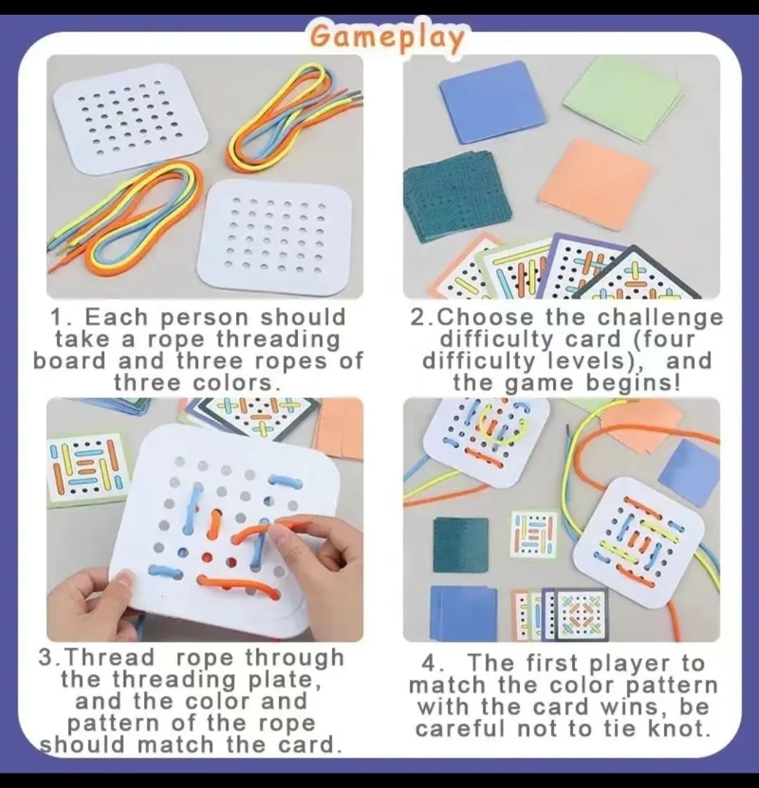 Threading Pattern Challenge Buy Sew Fast Speed Threading Board Game for Kids & Family | Lacing Race ...