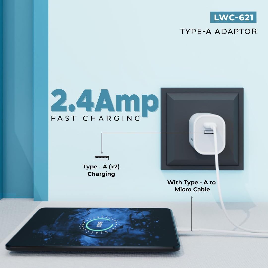 Lapcare LWC‑642 – Dual USB-A Wall Charger 12W