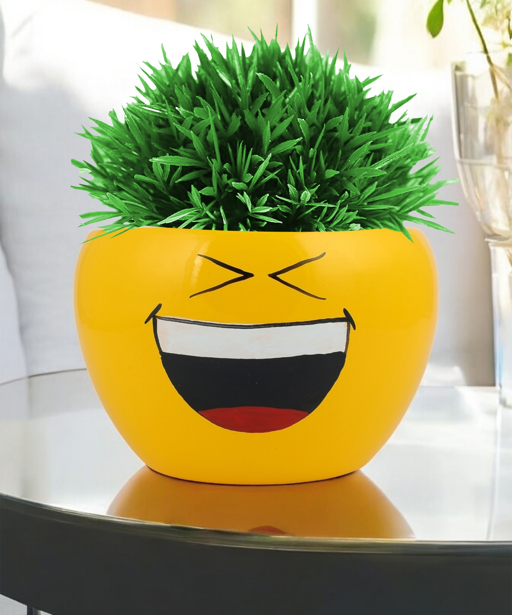 Buy VOIDROP Cute Expressions face Emoji Plant Flower Pot for Living Room,  Table Decor, Office/Home Decoration, Home Desk | Atiksh