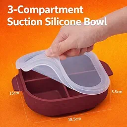 SPY KIDS® Silicone Baby Feeding Set | Suction Bowl with Lid + 3-Section Divided Plate + Soft Spoon & Fork | Baby-Led Weaning Toddler Tableware | BPA-Free, Microwave & Dishwasher Safe | 6–36 Months