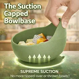 SPY KIDS® Silicone Suction Baby Bowl with Spoon & Fork Set | Strong Non-Slip Base | 100% Food Grade BPA-Free | Microwave & Dishwasher Safe | Baby-Led Weaning Toddler Dinnerware | 6+ Months