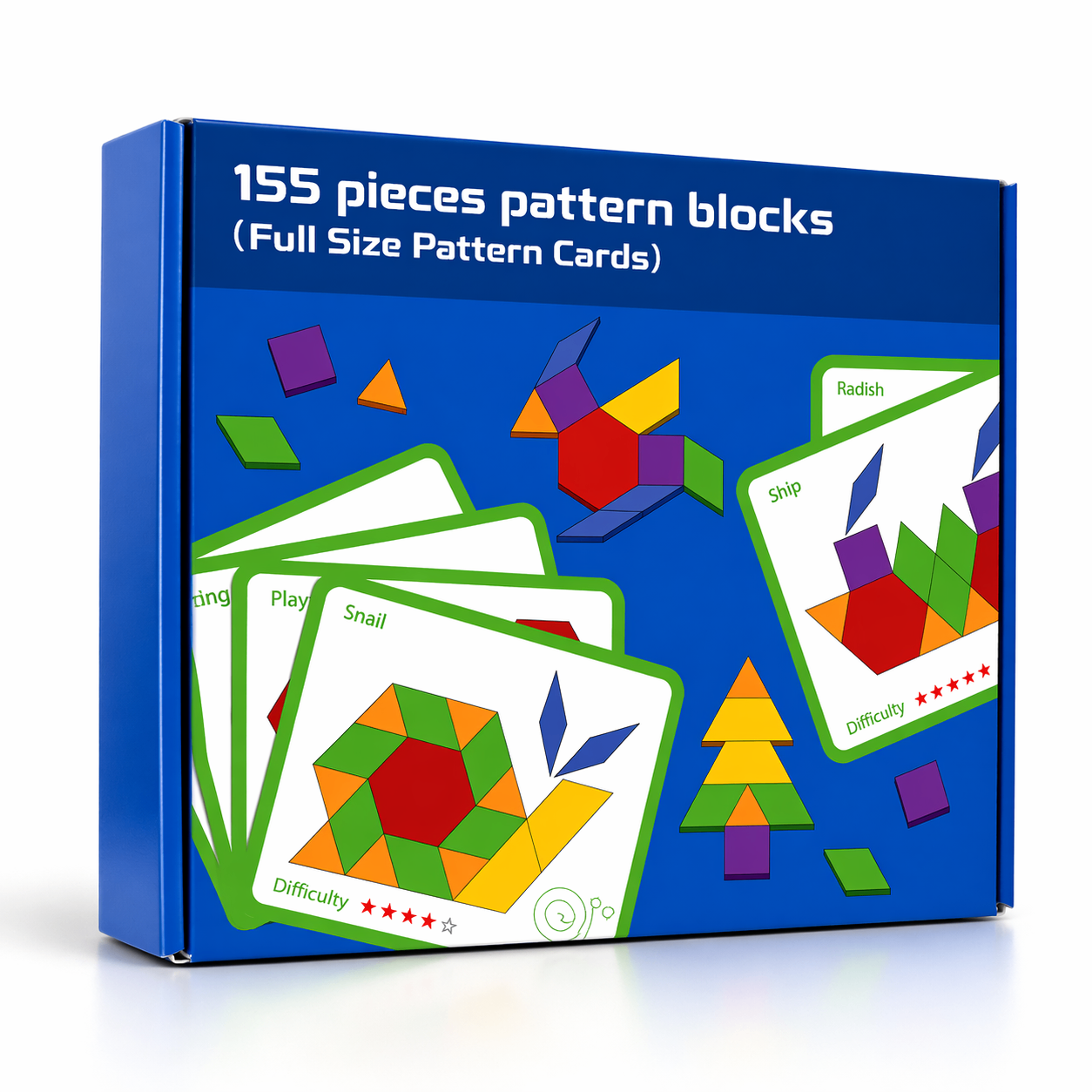 Buy 155 Pieces Pattern Blocks Puzzle Set with Full-Size Pattern Cards ...