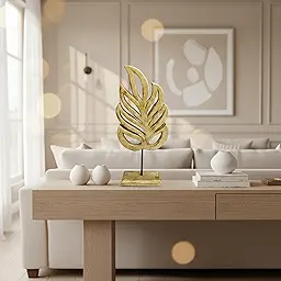 Handcrafted Wooden Leaf Sculpture | Modern Table Décor