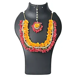 Artificial Flower Jewellery Designer Set for Women & Girls Mehandi|Haldi|Bridal|Baby Shower|Marriage