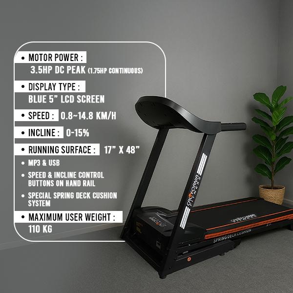 Buy JF 34 Treadmill with 3.5HP Peak DC Motor, Blue 5-Inch LCD