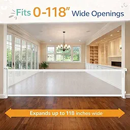 SPY KIDS® Retractable Dog & Baby Gate - Mesh Safety Gate for Babies & Pets | Easy Drill Installation Wide 300 cm | 86 cm Height | Ideal for Doorways, Stairs, Hallways | Indoor/Outdoor