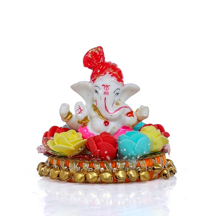 Ganesha Idol for Home Décor|Car Dashboard Showpiece|Ganpati décor Decorative Gift (Multicoloured) |