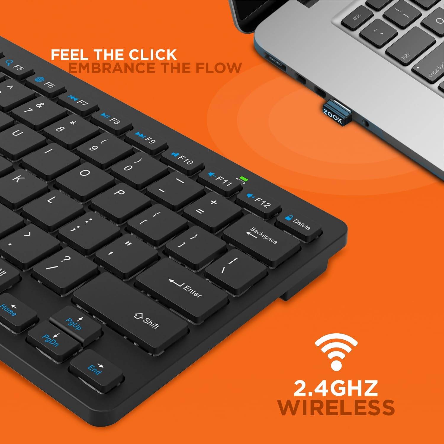Zoox Black Wireless Keyboard & Mouse Combo