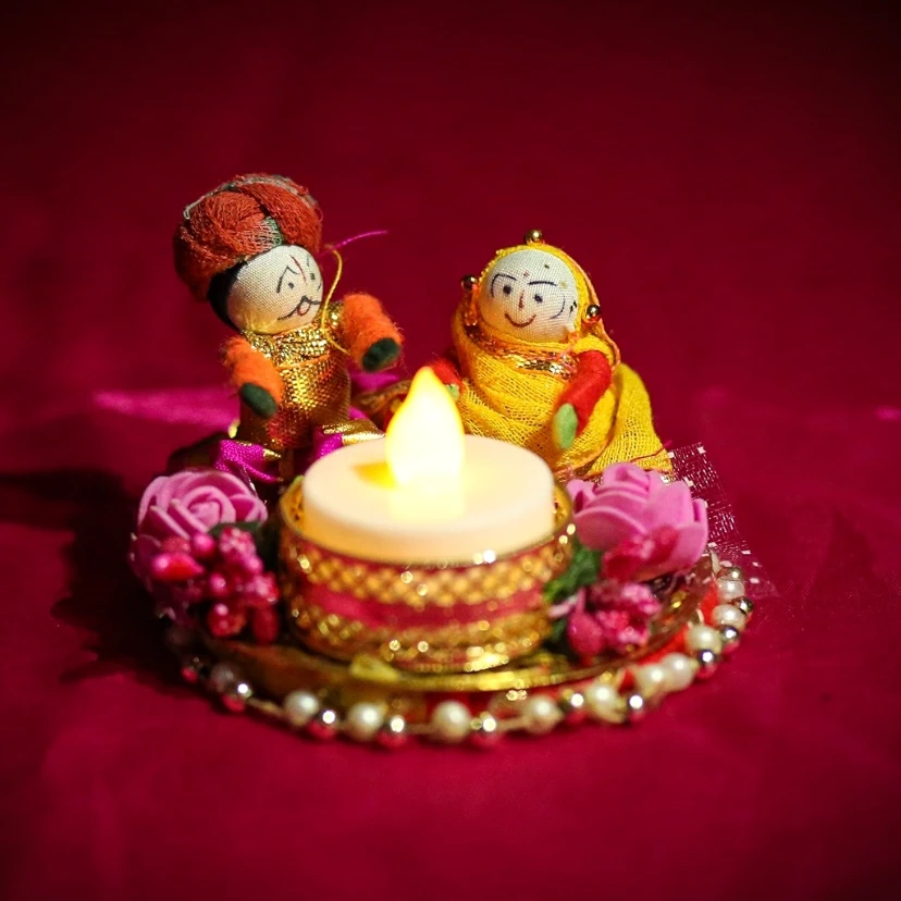 Rajasthani Tealight Puppet Raja Rani Pair