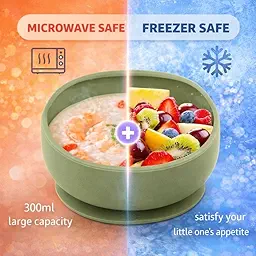 SPY KIDS® Silicone Suction Baby Bowl with Spoon & Fork Set | Strong Non-Slip Base | 100% Food Grade BPA-Free | Microwave & Dishwasher Safe | Baby-Led Weaning Toddler Dinnerware | 6+ Months