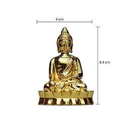 Metal Buddha Statue showpiece for Home Decor|Living Room Decor Decorative Showpiece - 8.5 cm (Gold)