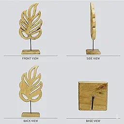 Handcrafted Wooden Leaf Sculpture | Modern Table Décor