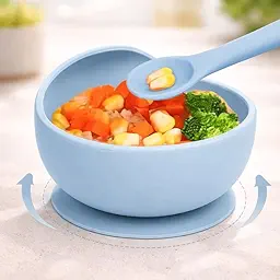 SPY KIDS® Silicone Suction Baby Bowl with Spoon & Fork Set | Strong Non-Slip Base | 100% Food Grade BPA-Free | Microwave & Dishwasher Safe | Baby-Led Weaning Toddler Dinnerware | 6+ Months