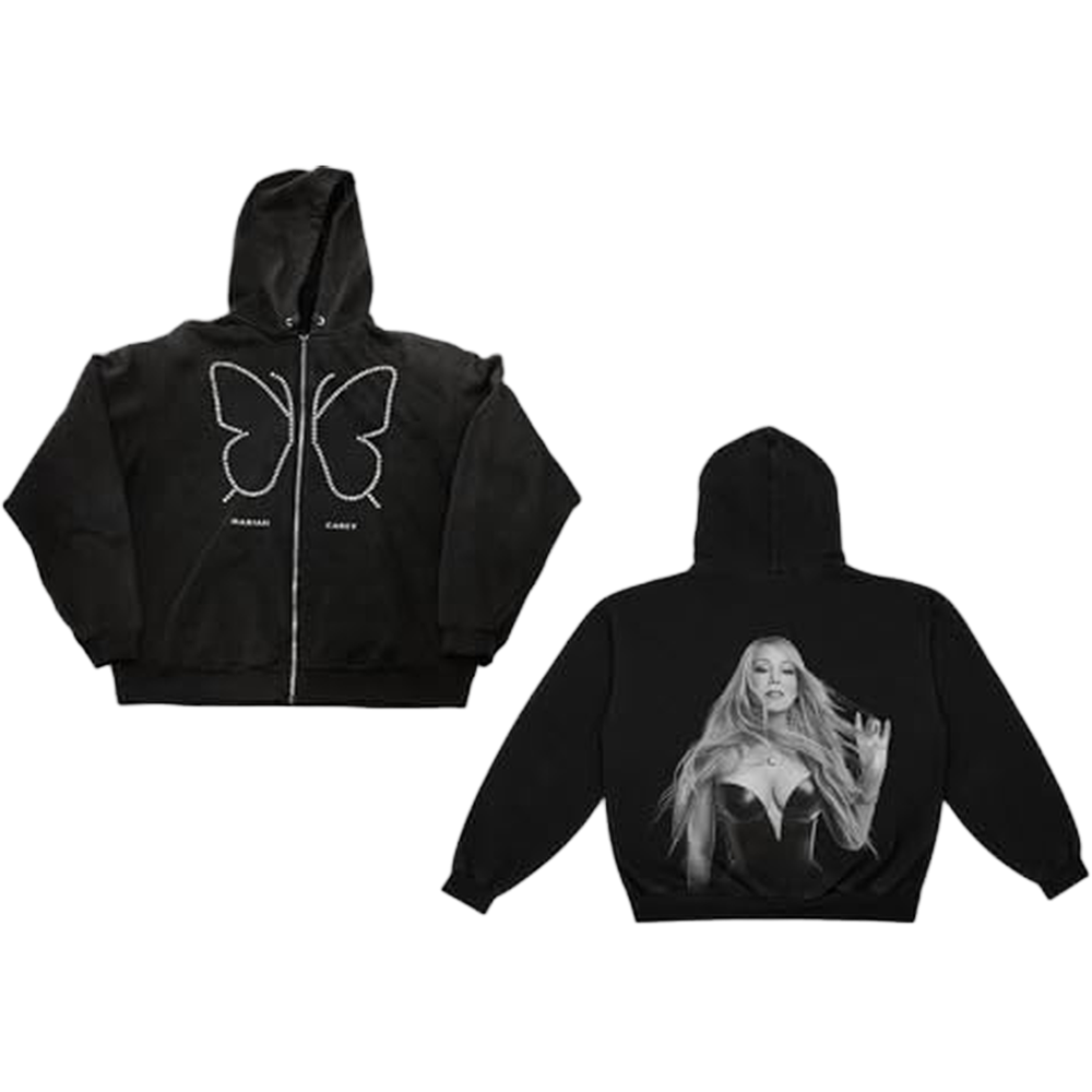 Mariah Carey Official Merch Here for It All Butterfly Gem Zip Hoodie
